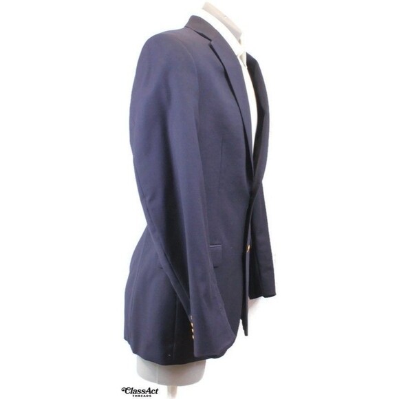 Lauren Ralph Lauren Blazer Men Blue Gold Buttons Suit Jacket Sport Coat Wool 42L - Picture 3 of 10